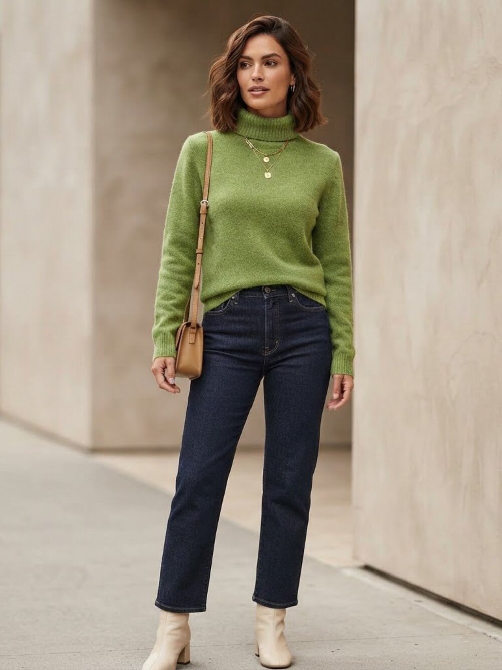 WoolOvers Green 100% Wool Turtleneck Roll Neck Sweater Medium M